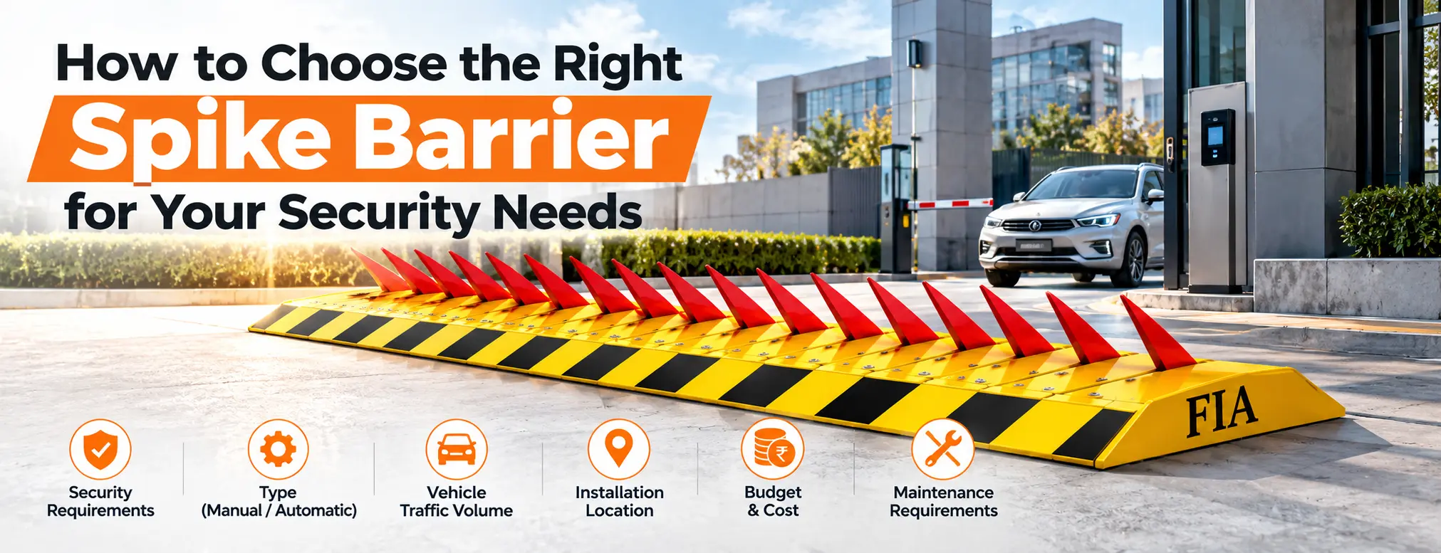 Spike barrier for vehicle security available from Etradefia